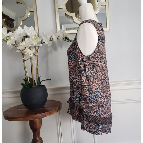 PROENZA SCHOULER 100% Silk Print Sleeveless Bias Hem Hi Low Tunic Top SMALL - Picture 6 of 15